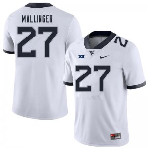 Men's West Virginia Mountaineers NCAA #27 Davis Mallinger White Authentic Nike Stitched College Football Jersey AT15V01XE